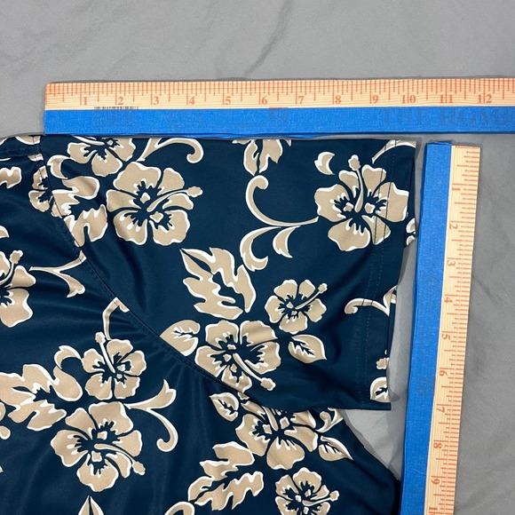 REYN SPOONER Men's XL Hawaiian Floral Print Polyester Short Sleeve Polo Shirt - Picture 8 of 12